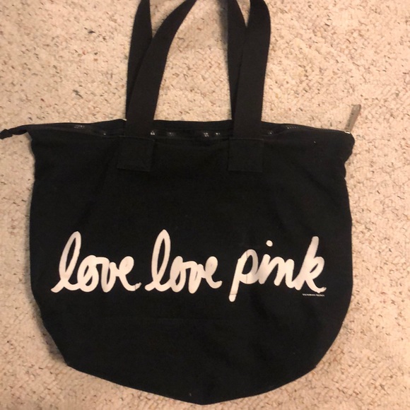 PINK Victoria’s Secret Black Canvas Tote - Picture 2 of 2